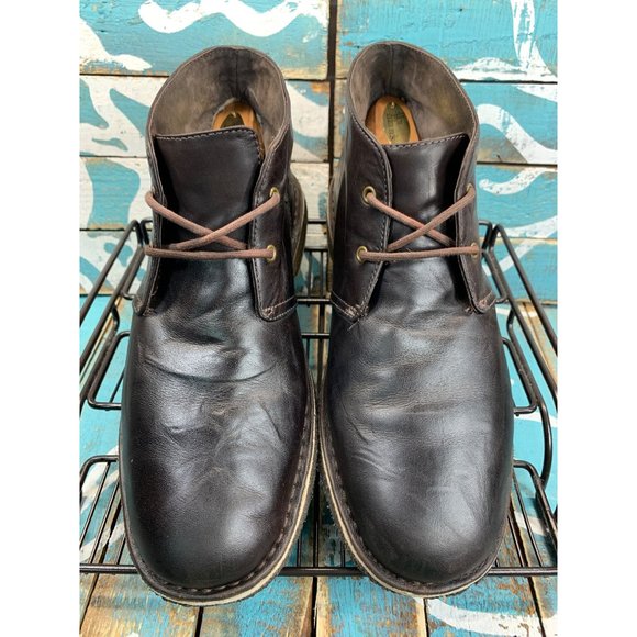 UGG Mens Size 10 Leighton Chocolate Brown Crinkled Leather Lace-Up Chukka Boots main image 5